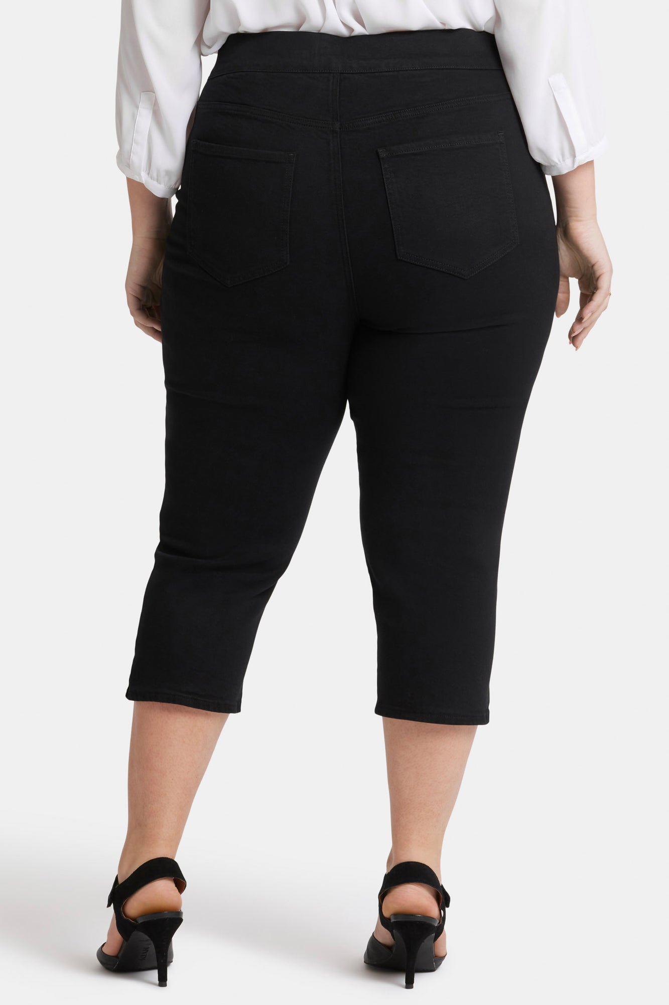 NYDJ Dakota Crop Pull-On Jeans In Plus Size In Soft-Contour Denim™ With Side Slits - Overdye Black