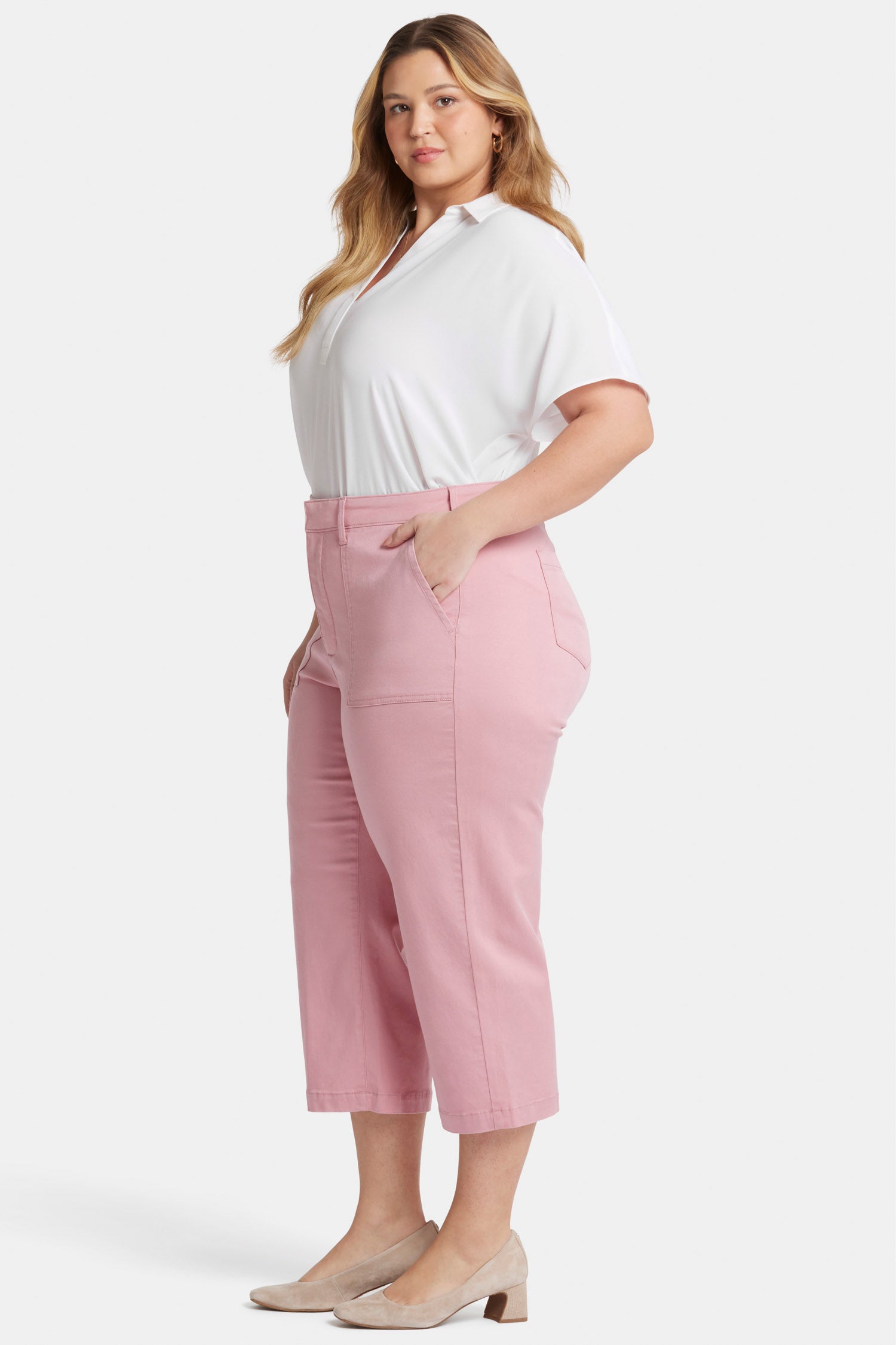 Utility Pants In Plus Size In Stretch Twill - Coquette Pink