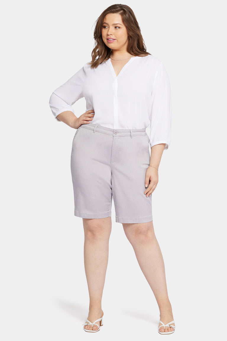 NYDJ Bermuda Shorts In Plus Size In Stretch Twill - Pearl Grey