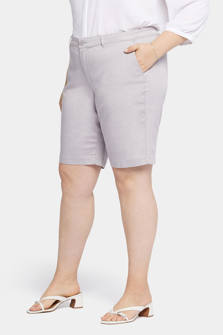 NYDJ Bermuda Shorts In Plus Size In Stretch Twill - Pearl Grey