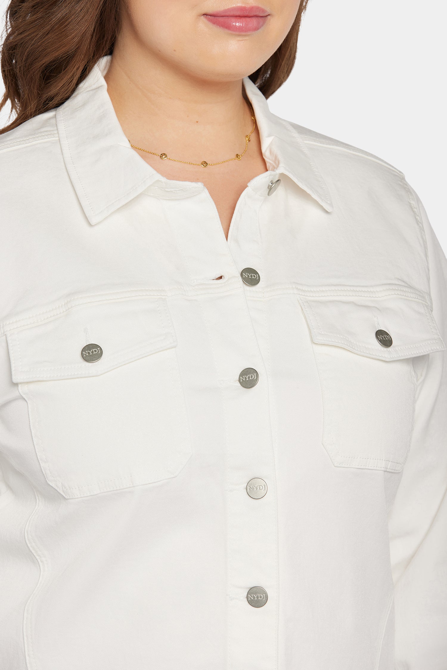 Frayed Hem Jacket In Plus Size In Stretch Twill - Optic