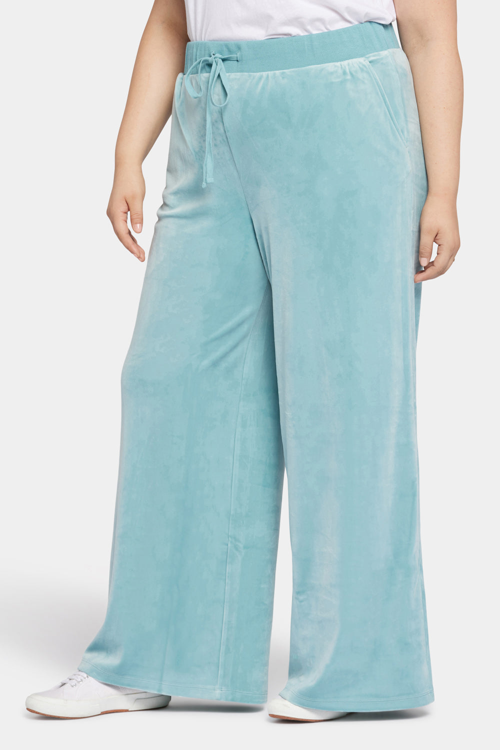 NYDJ Velour Drawstring Wide Leg Pants In Plus Size Forever Comfort™ Collection - Dutch Blue