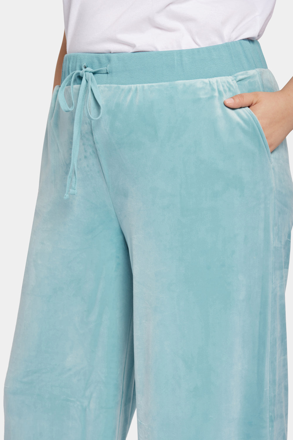 NYDJ Velour Drawstring Wide Leg Pants In Plus Size Forever Comfort™ Collection - Dutch Blue