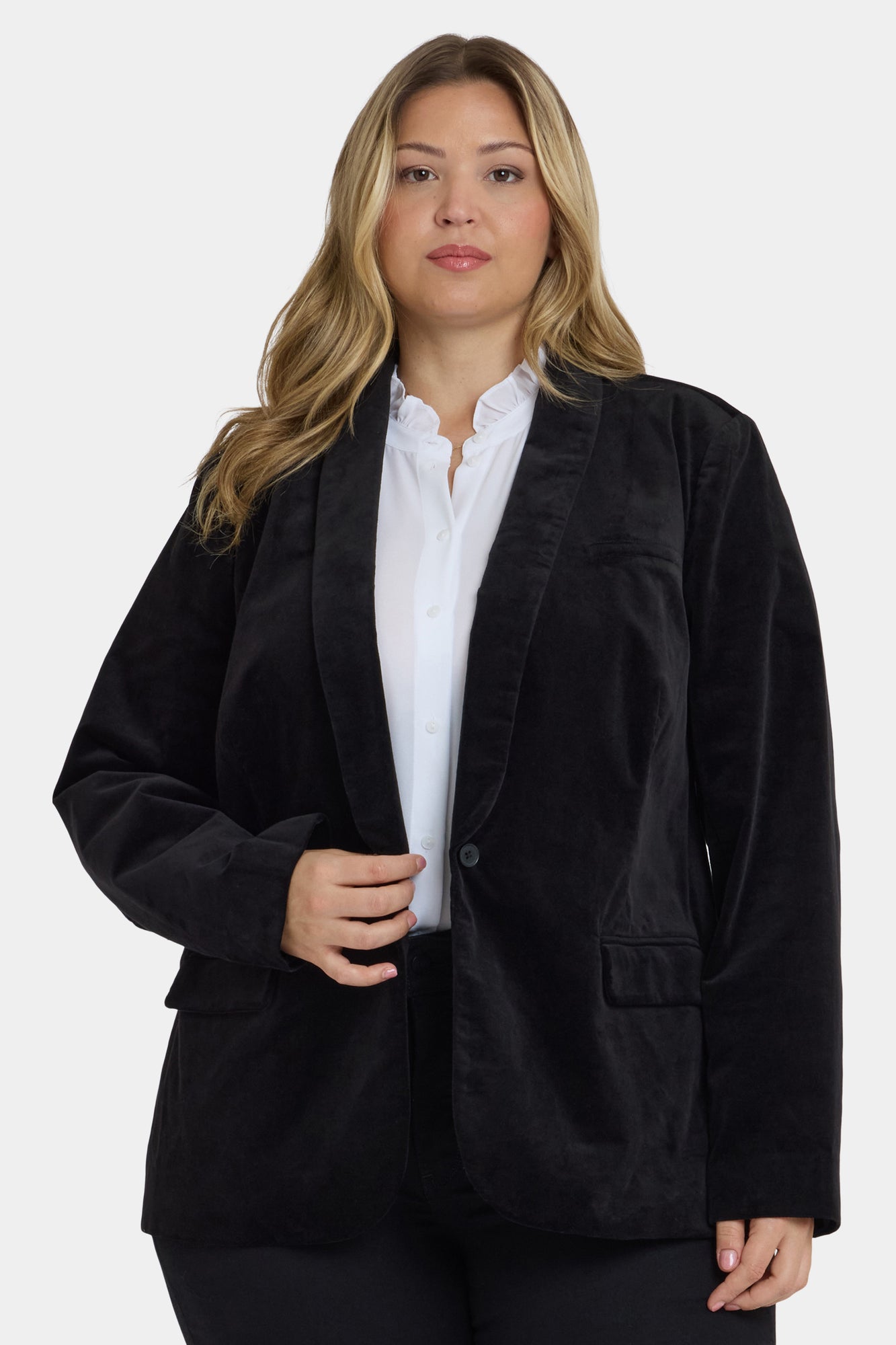 NYDJ Tuxedo Jacket In Plus Size In Velveteen - Black