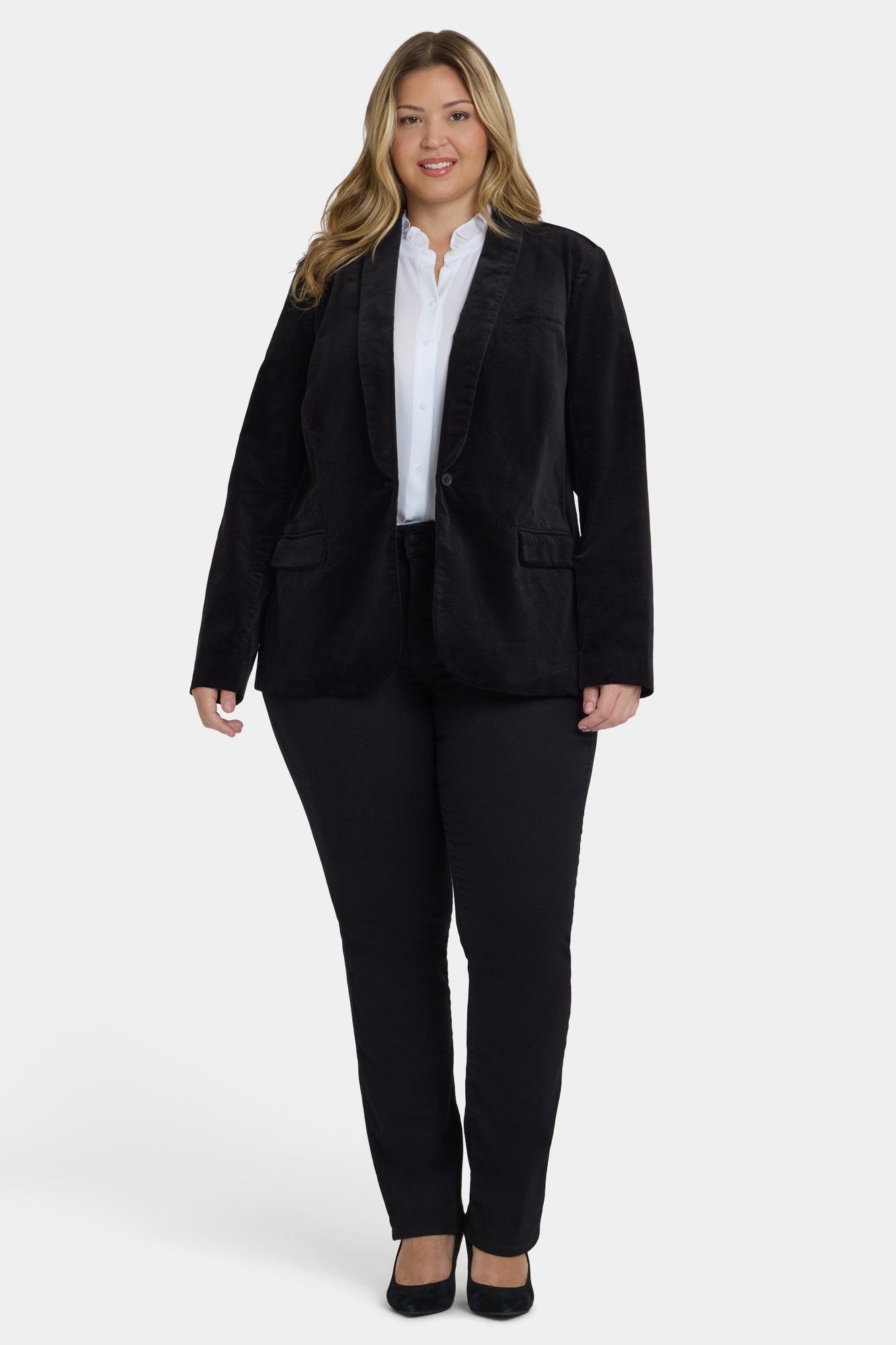 NYDJ Tuxedo Jacket In Plus Size In Velveteen - Black