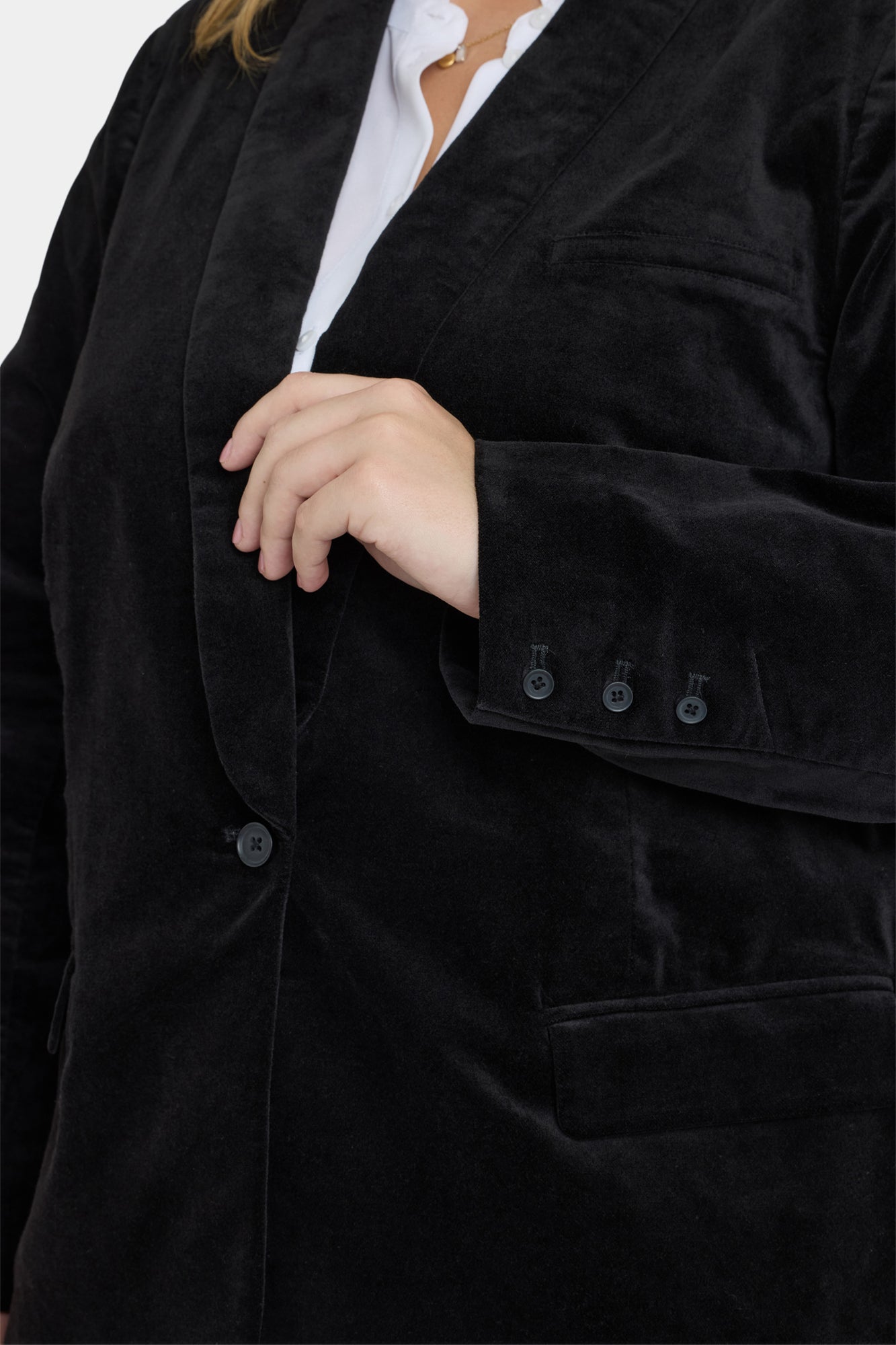 NYDJ Tuxedo Jacket In Plus Size In Velveteen - Black