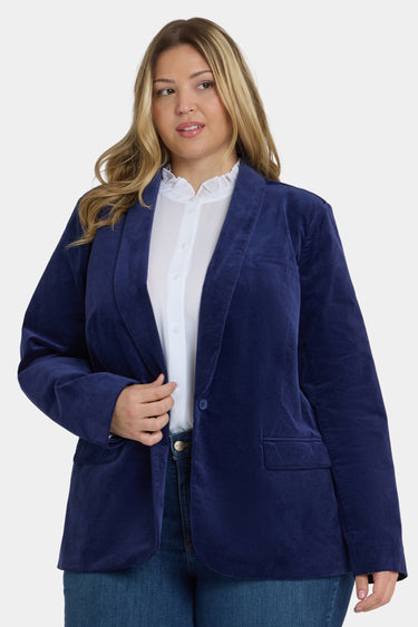 NYDJ Tuxedo Jacket In Plus Size In Velveteen - Dark Sapphire
