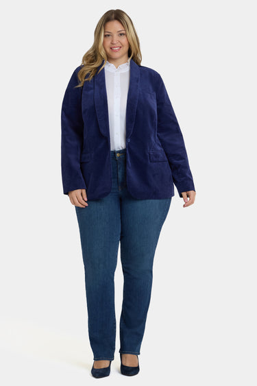 NYDJ Tuxedo Jacket In Plus Size In Velveteen - Dark Sapphire