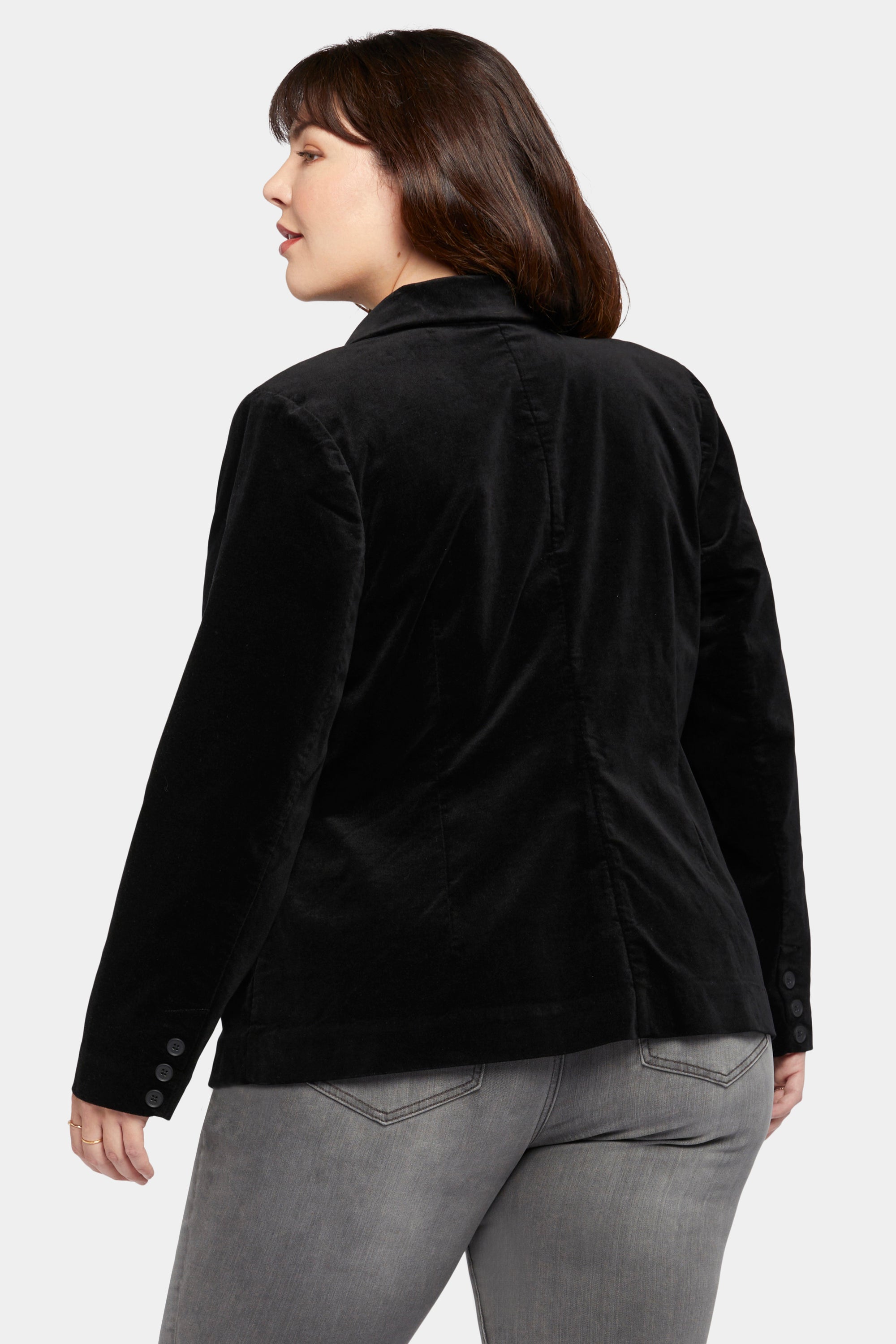 NYDJ Classic Blazer Jacket In Plus Size In Velveteen - Black