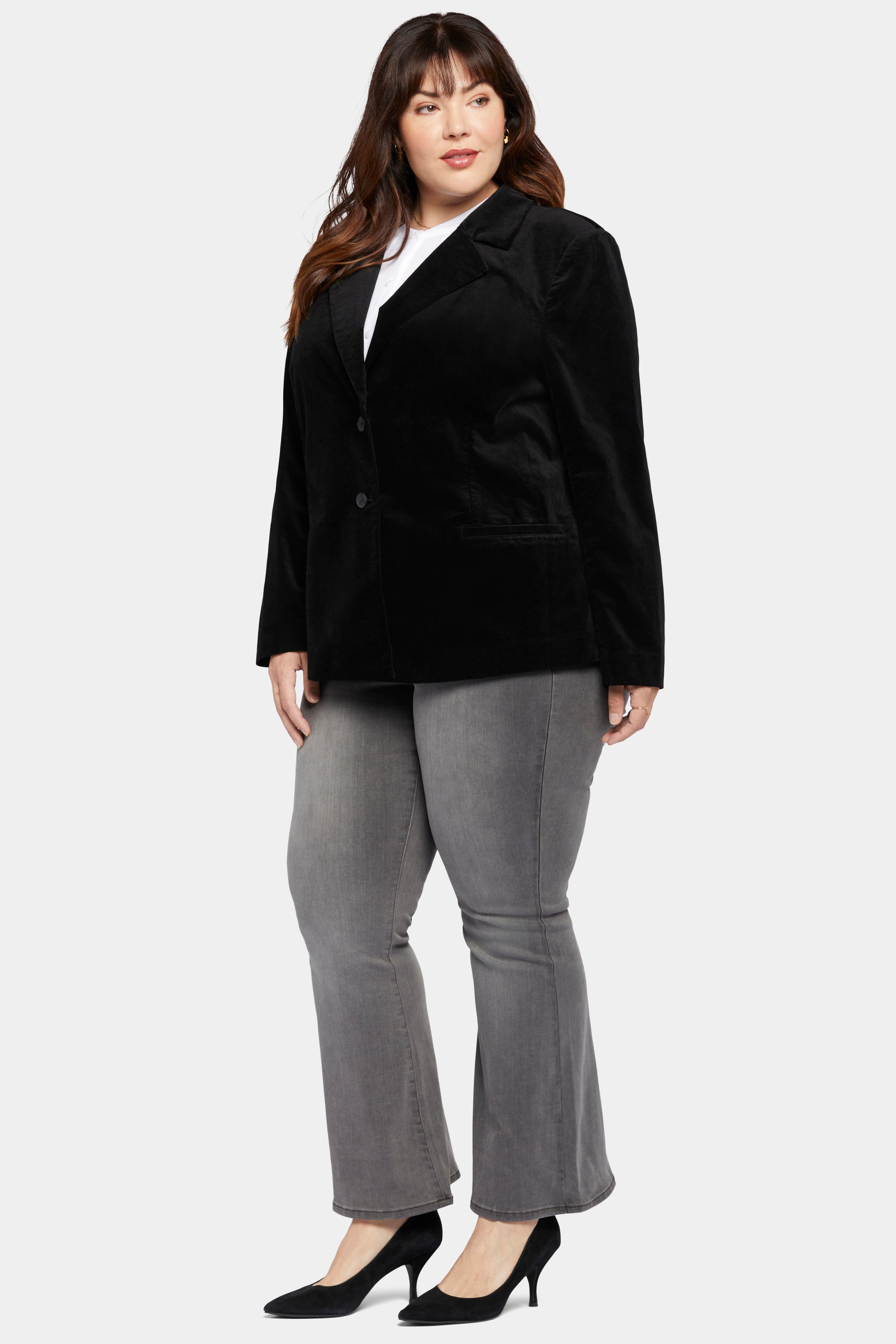 Classic Blazer Jacket In Plus Size In Velveteen Black Black NYDJ