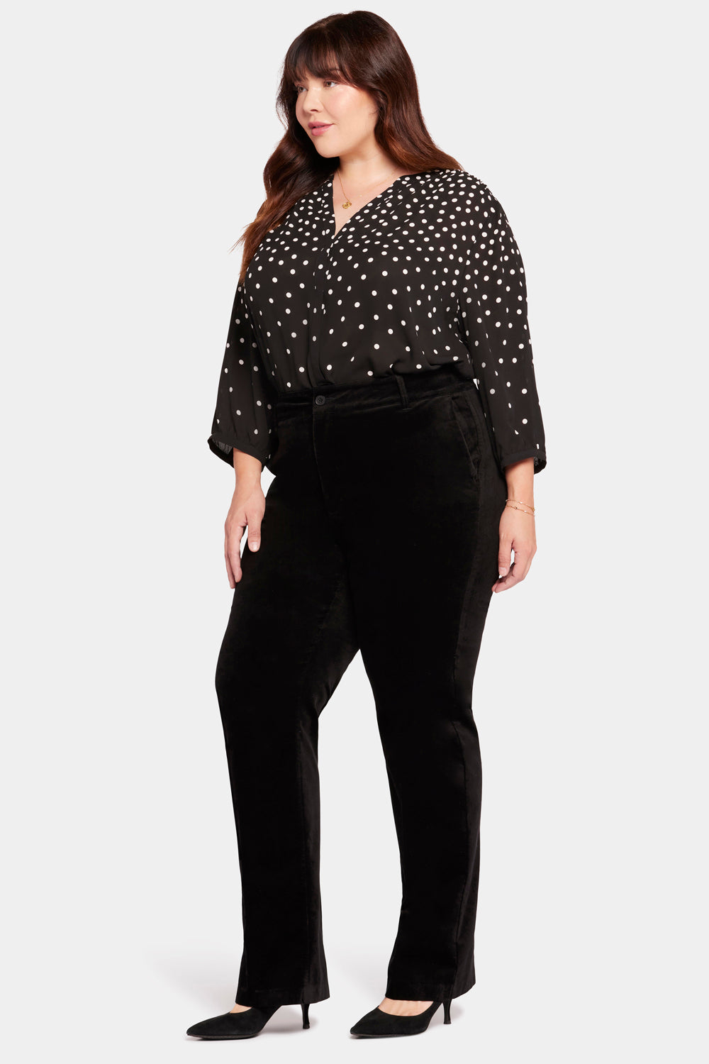 NYDJ Straight Leg Trouser Pants In Plus Size In Velveteen - Black