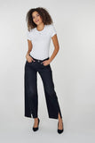 NYDJ Teresa Wide Leg Jeans With Rhinestones, Front Slits And 31" Inseam - French Nightfall