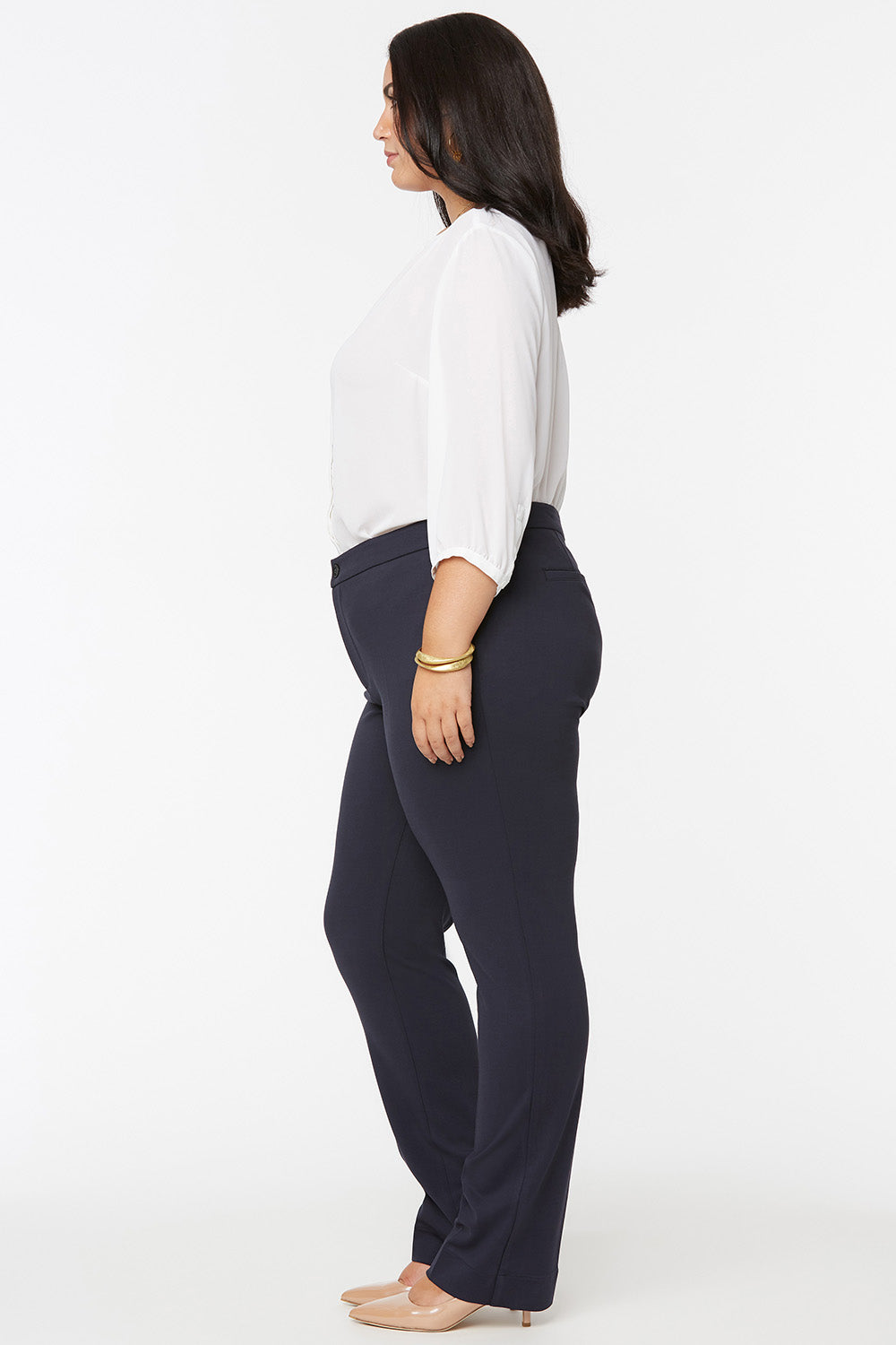 Slim Trouser Pants In Plus Size In Ponte Knit - Oxford Navy Blue