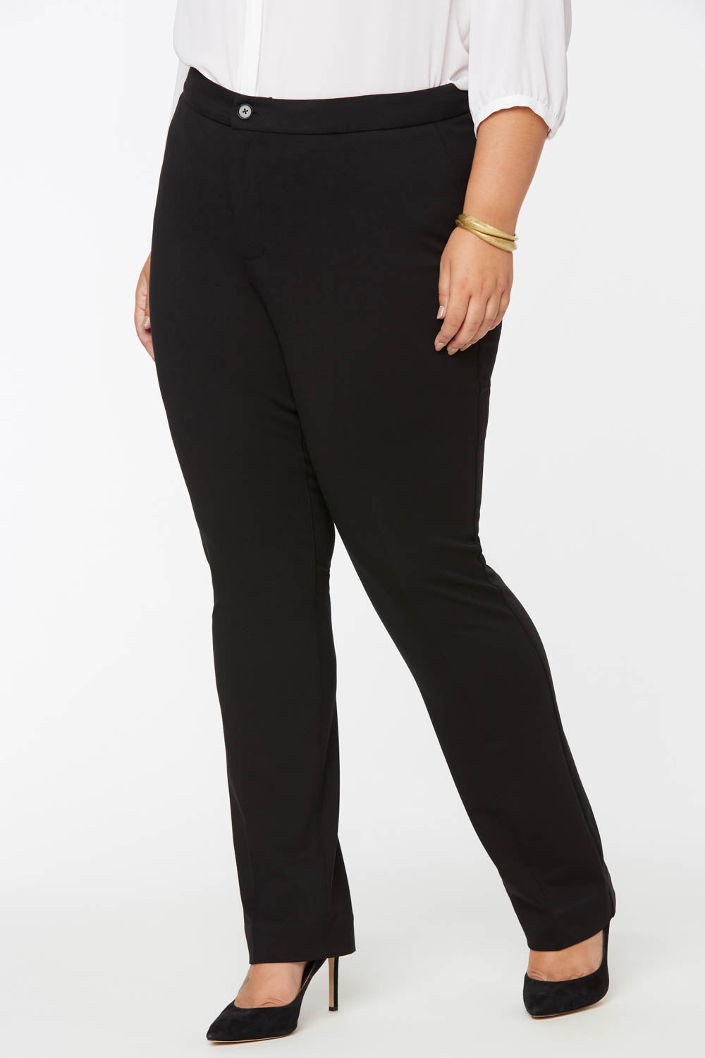 NYDJ Slim Trouser Pants In Curves 360 Ponte Knit - Black