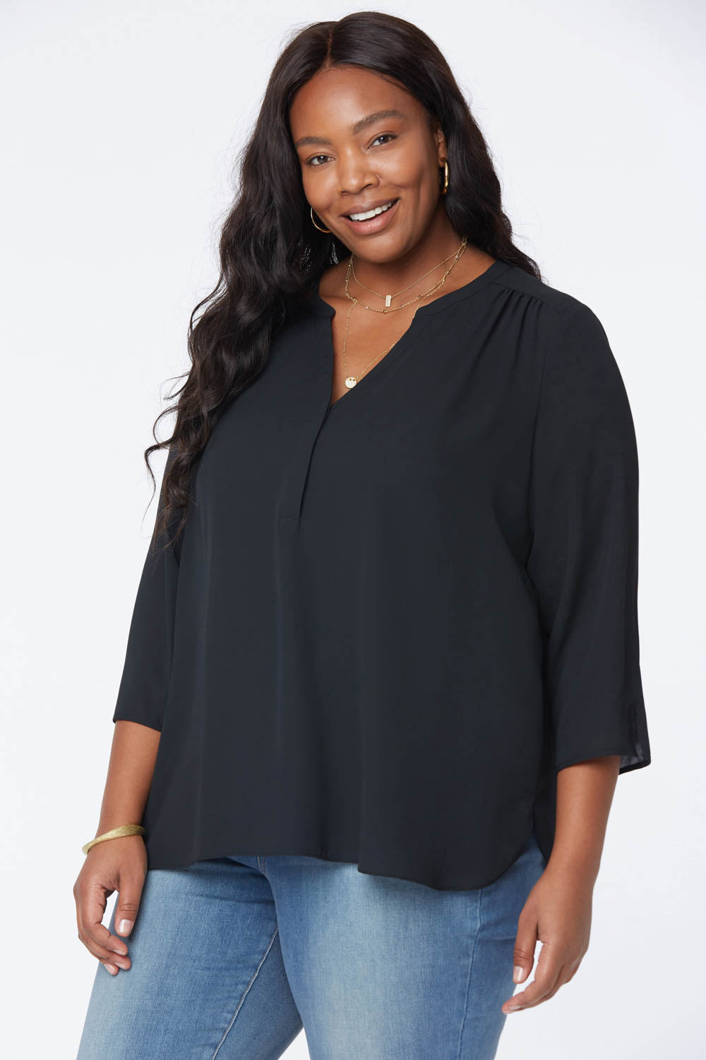 NYDJ The Perfect Blouse By Curves 360 - Black