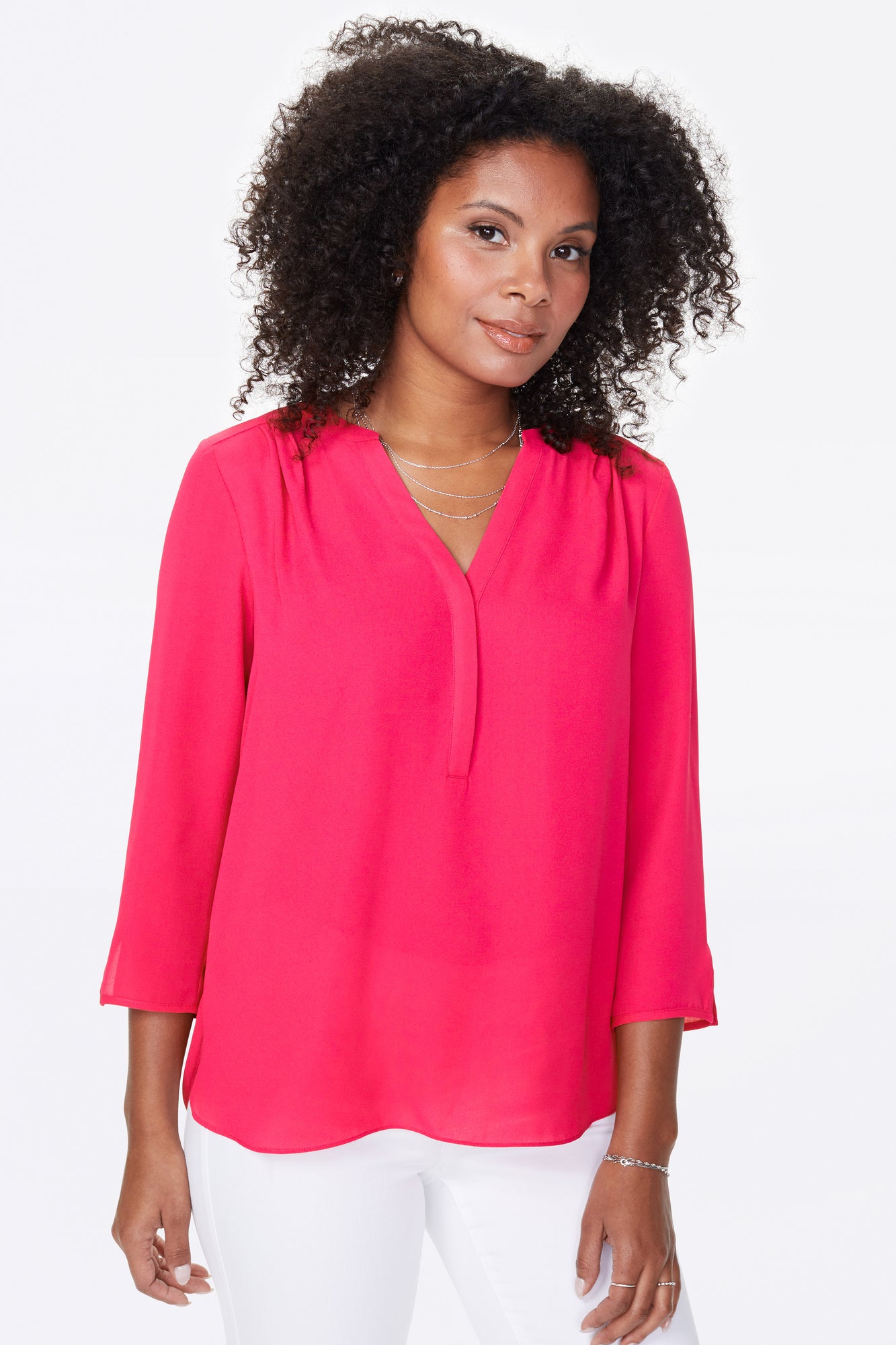 NYDJ The Perfect Blouse By Curves 360 - Big Pink