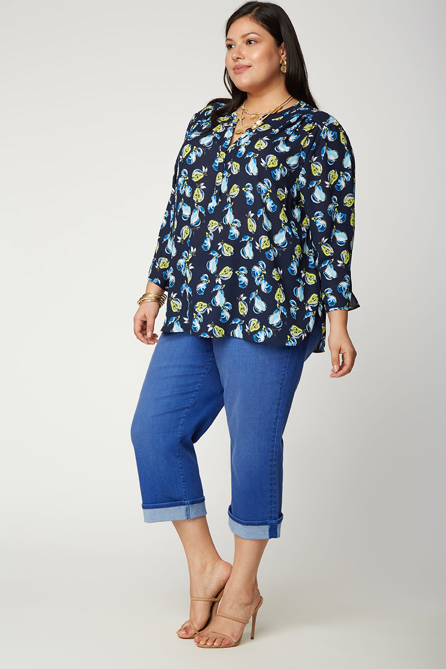 NYDJ The Perfect Blouse By Curves 360 - Pear Orchard