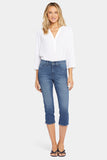 NYDJ Slim Straight Crop Jeans In Curves 360 Denim With Side Slits - Caliente