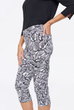 NYDJ Slim Straight Crop Jeans In Curves 360 Denim With Side Slits - Floral Cosmos Black