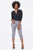 NYDJ Slim Straight Crop Jeans In Curves 360 Denim With Side Slits - Floral Cosmos Black