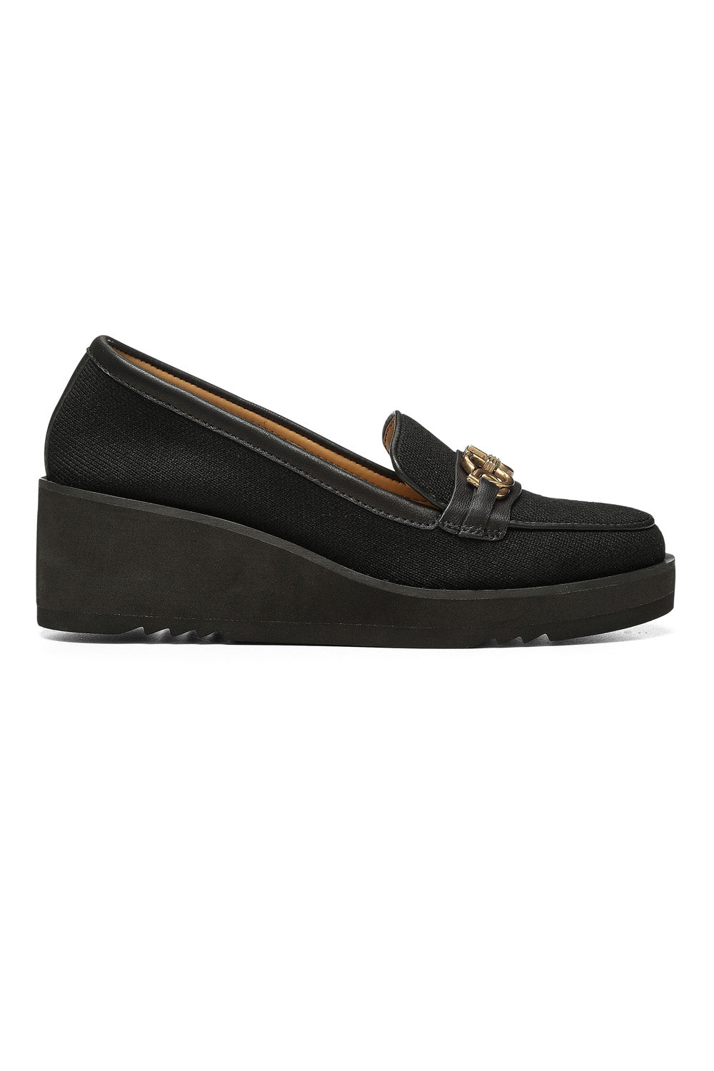 NYDJ Edward Wedge Loafers In Knit Fabric - Black