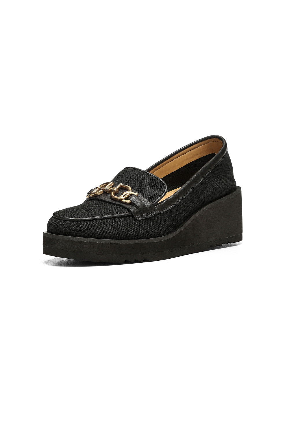 NYDJ Edward Wedge Loafers In Knit Fabric - Black