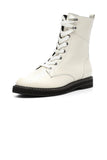 NYDJ Estella Lace-Up Boots In Distressed Leather - Off White