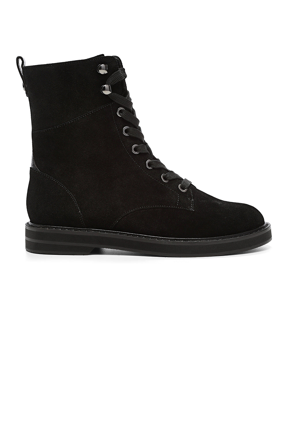 NYDJ Estella Lace-Up Boots In Calf Suede - Black