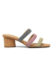 NYDJ Giacomo Block Heel Sandals In Metallic Linen - Multi