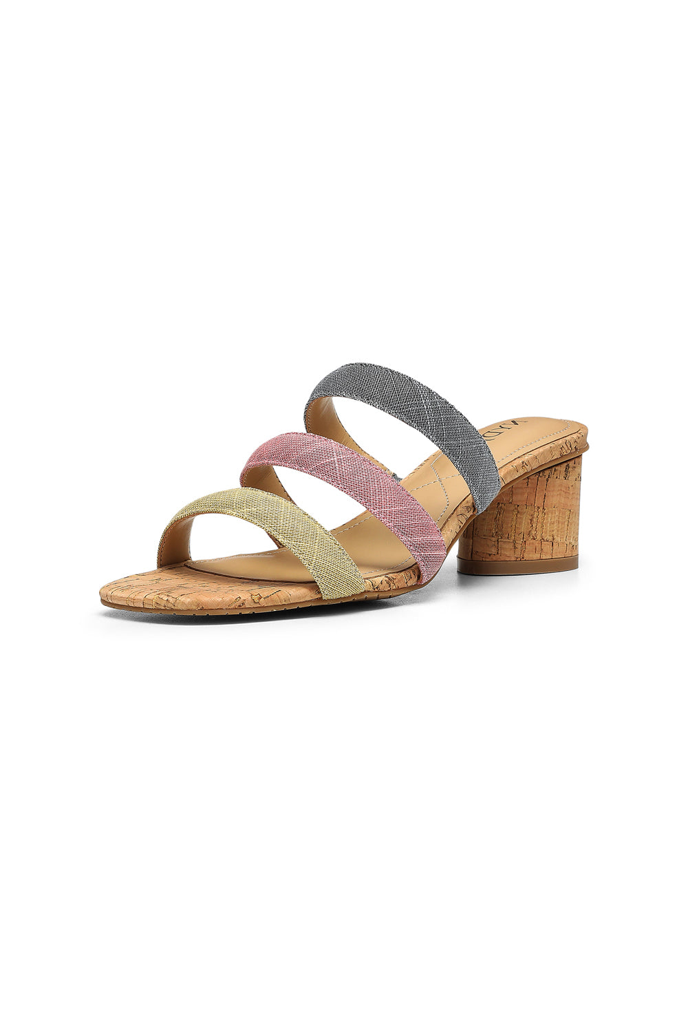 NYDJ Giacomo Block Heel Sandals In Metallic Linen - Multi