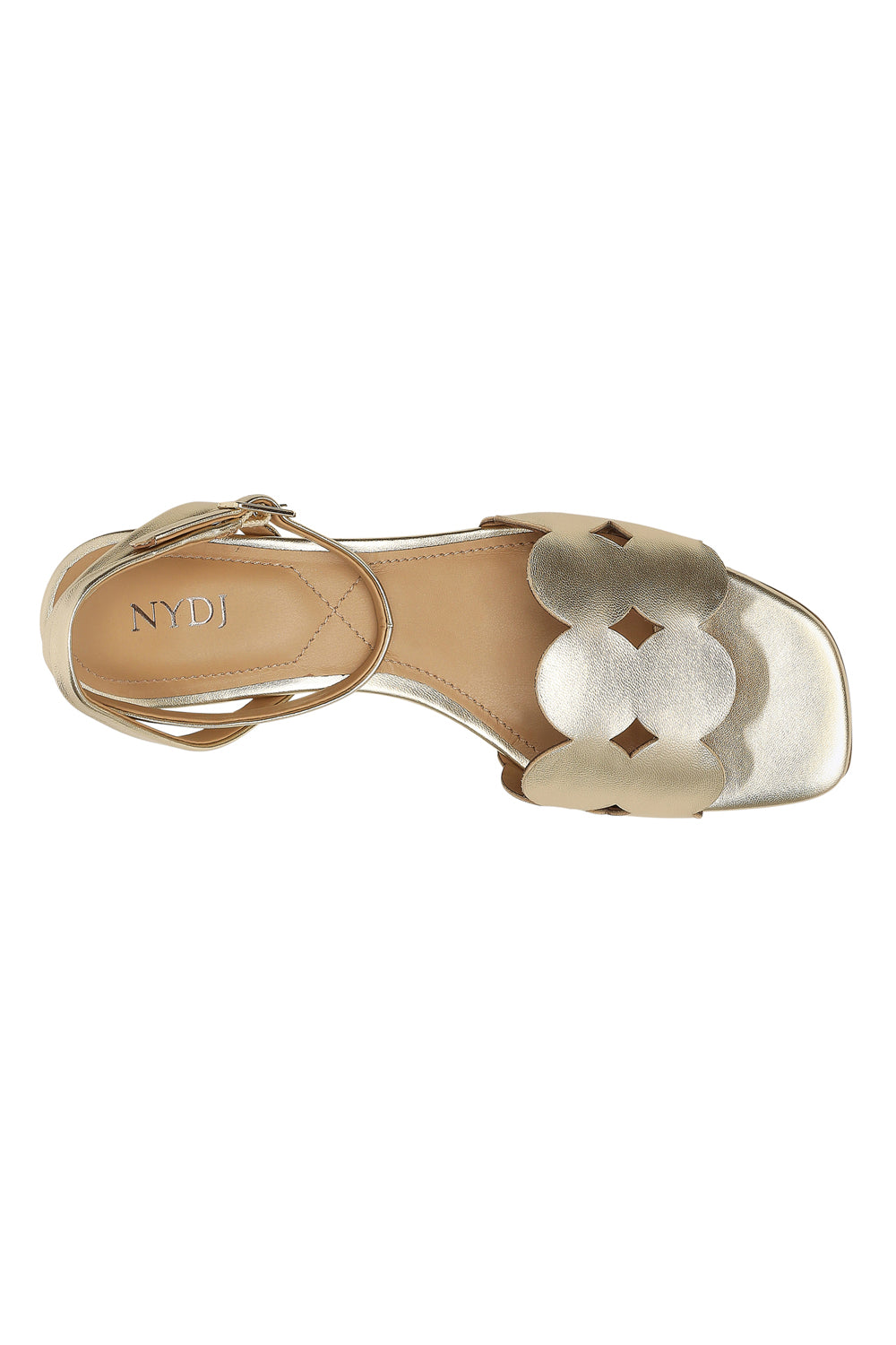 NYDJ Gilbert Block Heel Sandals In Metallic Nappa Leather - Light Gold