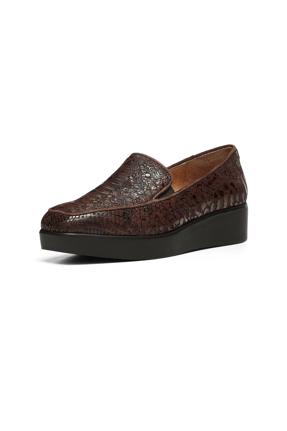 NYDJ Gira Slip-On Loafers In Python Print Leather - Espresso