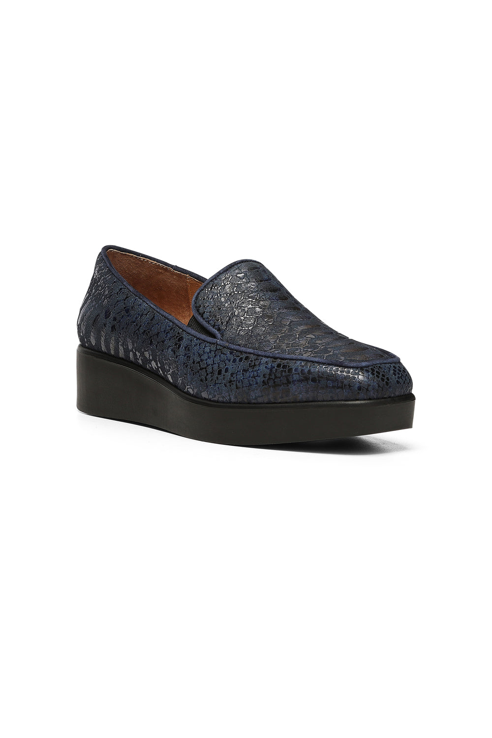 NYDJ Gira Slip-On Loafers In Python Print Leather - Navy