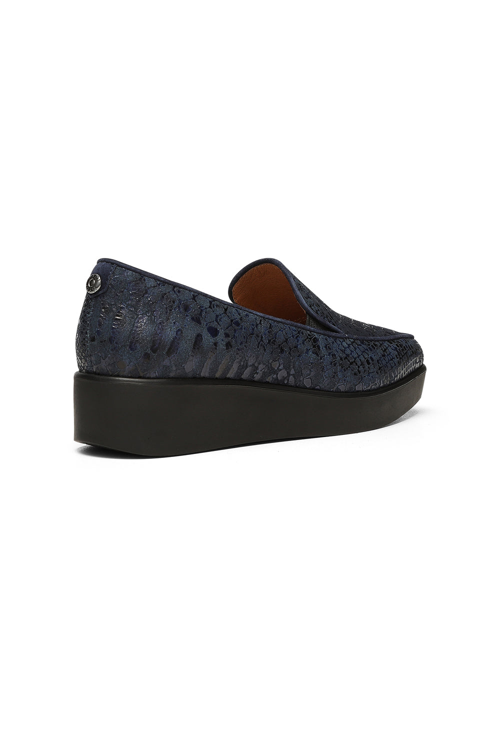 NYDJ Gira Slip-On Loafers In Python Print Leather - Navy