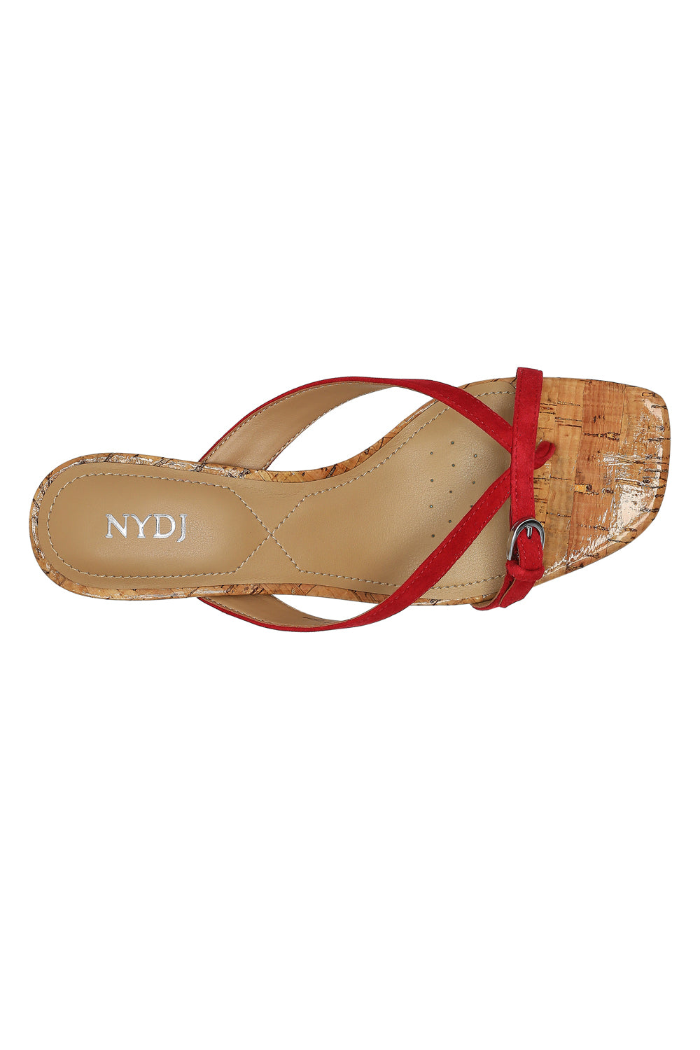 NYDJ Glam Block Heel Sandals In Wide Width In Kid Suede And Cork - Red
