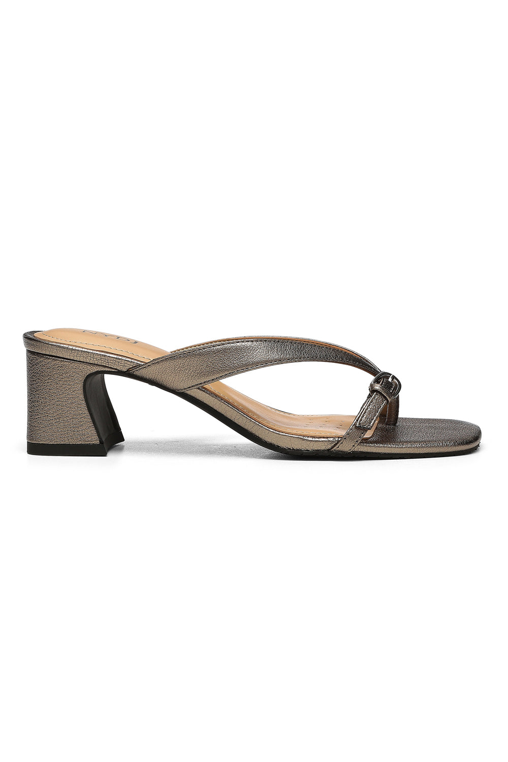 NYDJ Glam Block Heel Sandals In Tumbled Metallic Leather - Pewter