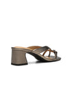 NYDJ Glam Block Heel Sandals In Tumbled Metallic Leather - Pewter