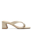 NYDJ Glam Block Heel Sandals In Wide Width In Tumbled Metallic Suede - Light Gold