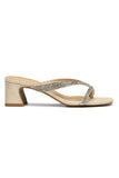 NYDJ Glynn Block Heel Sandals In Metallic Suede - Light Gold