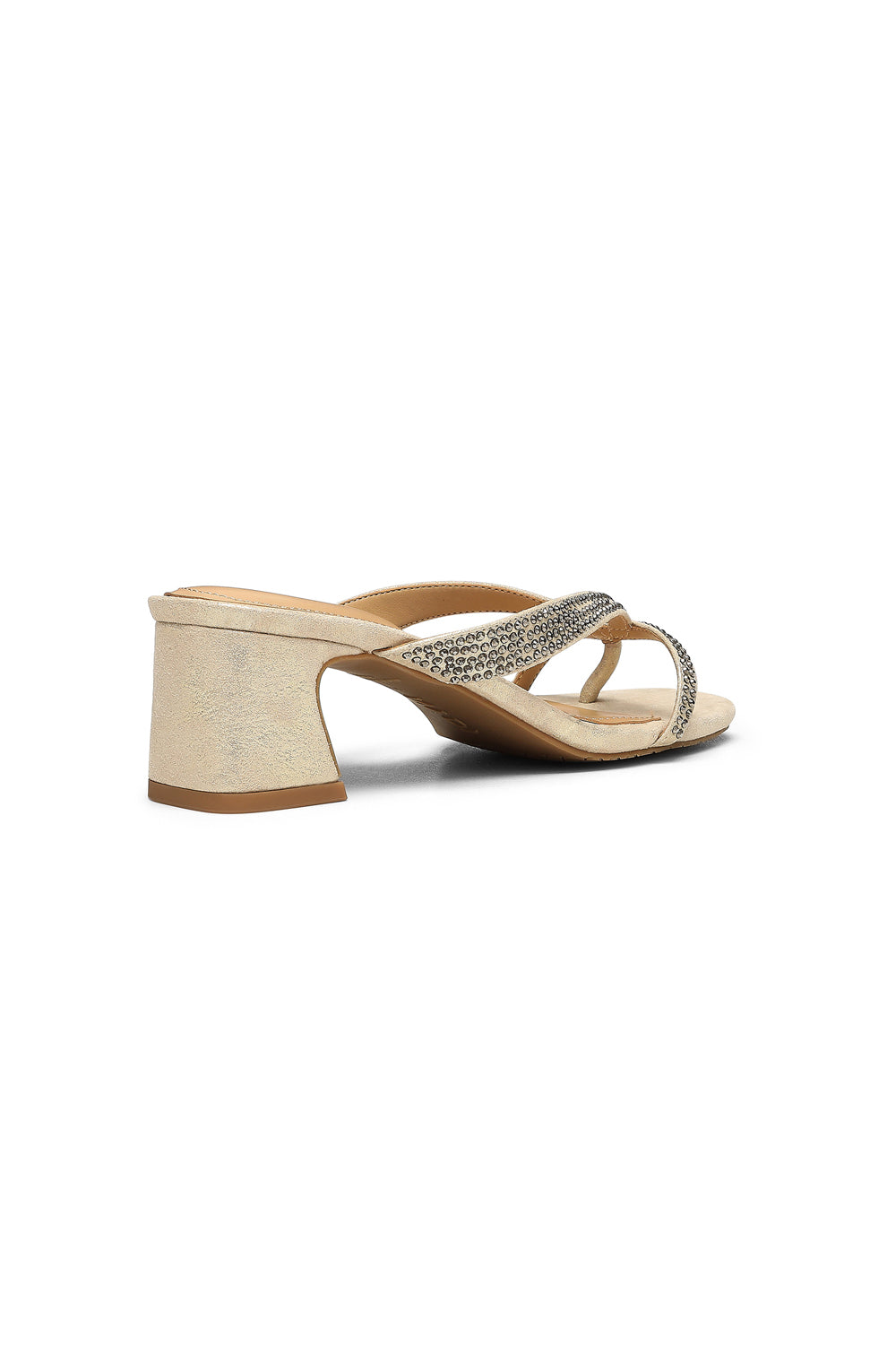 NYDJ Glynn Block Heel Sandals In Metallic Suede - Light Gold