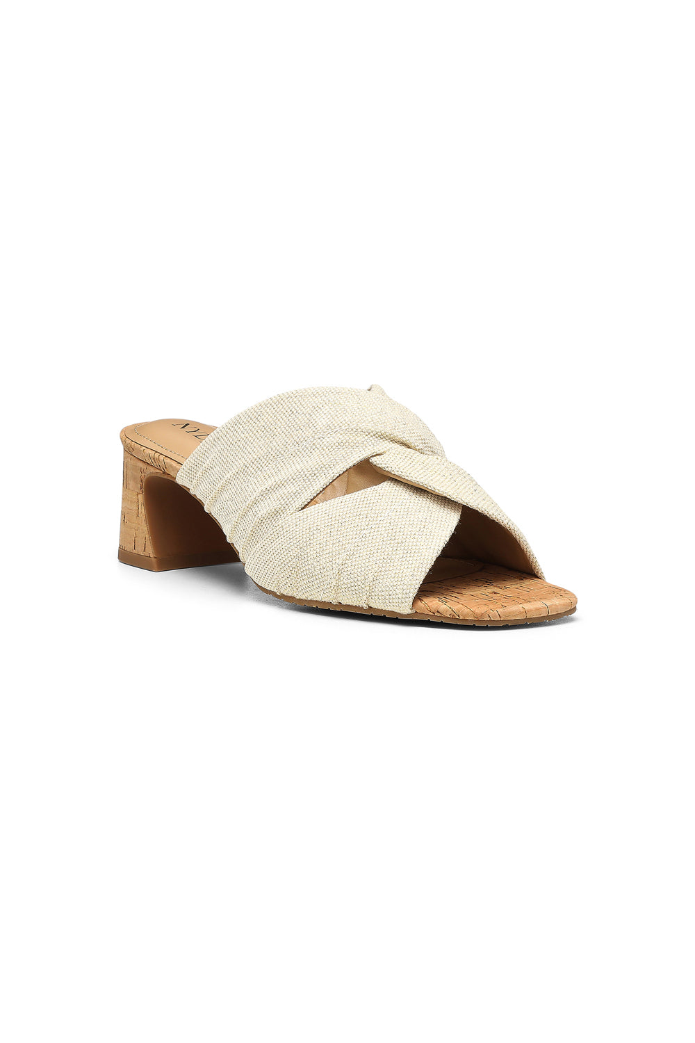 NYDJ Griselda Twisted Knot Mules In Metallic Linen - Natural