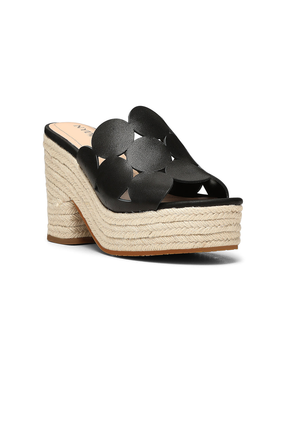 NYDJ Helene Platform Sandals In Calf Leather - Black