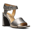 NYDJ Liz Block Heel Sandals In Tumbled Metallic - Pewter