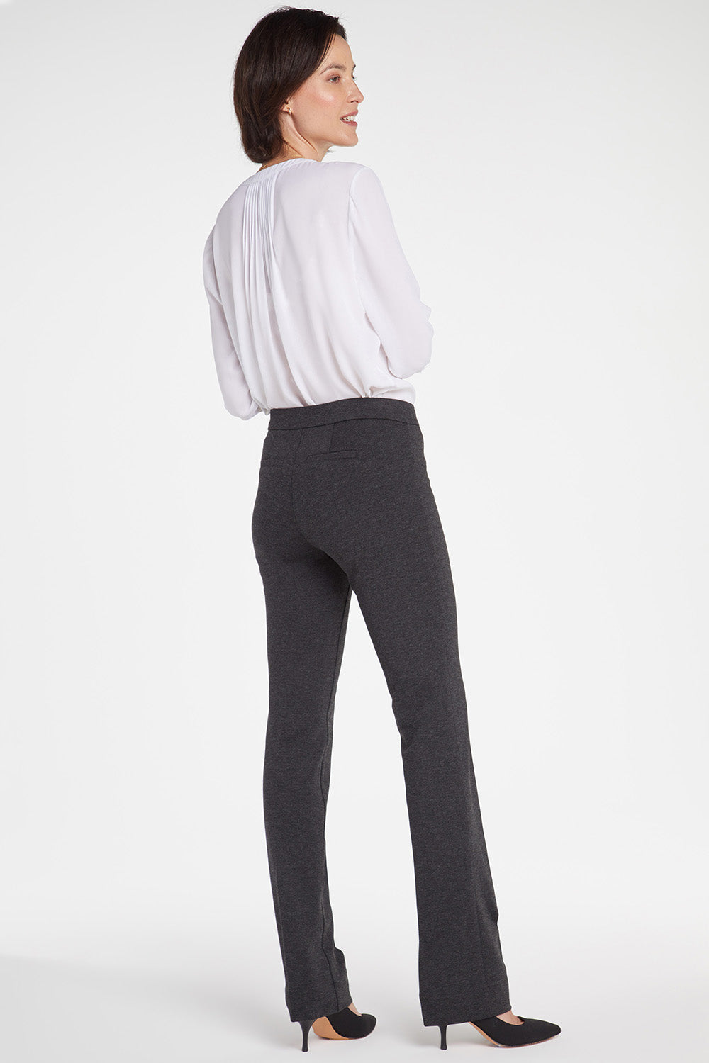 NYDJ Slim Trouser Pants In Ponte Knit - Charcoal Heathered