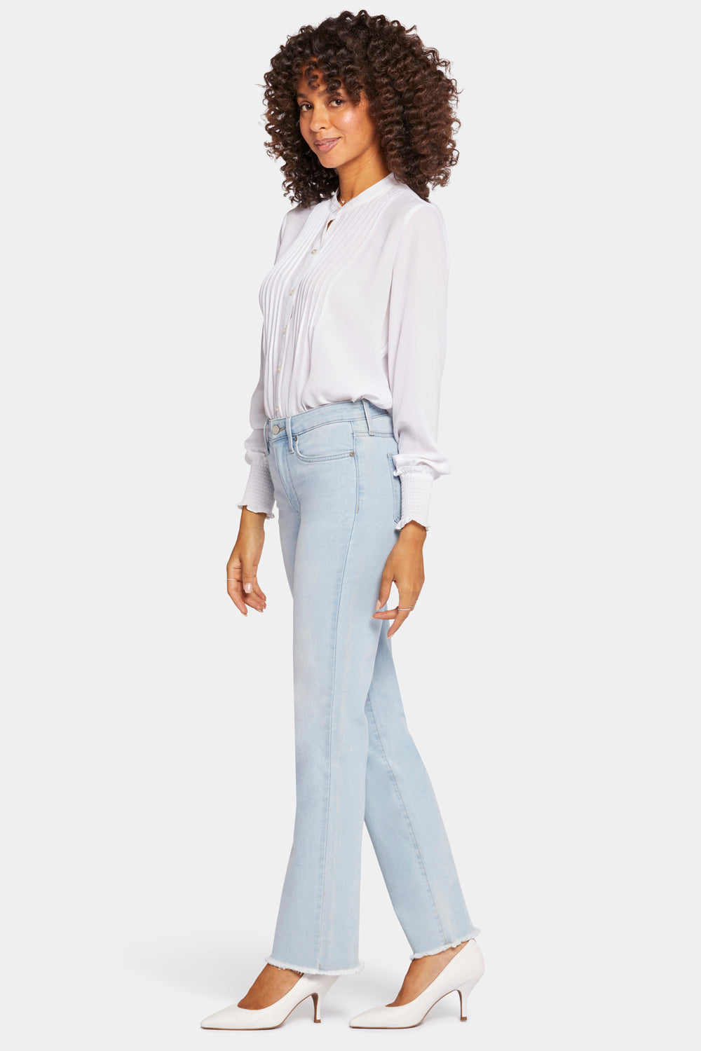NYDJ Relaxed Straight Jeans In Cool Embrace® Denim With Mid Rise And Frayed Hems - Brightside