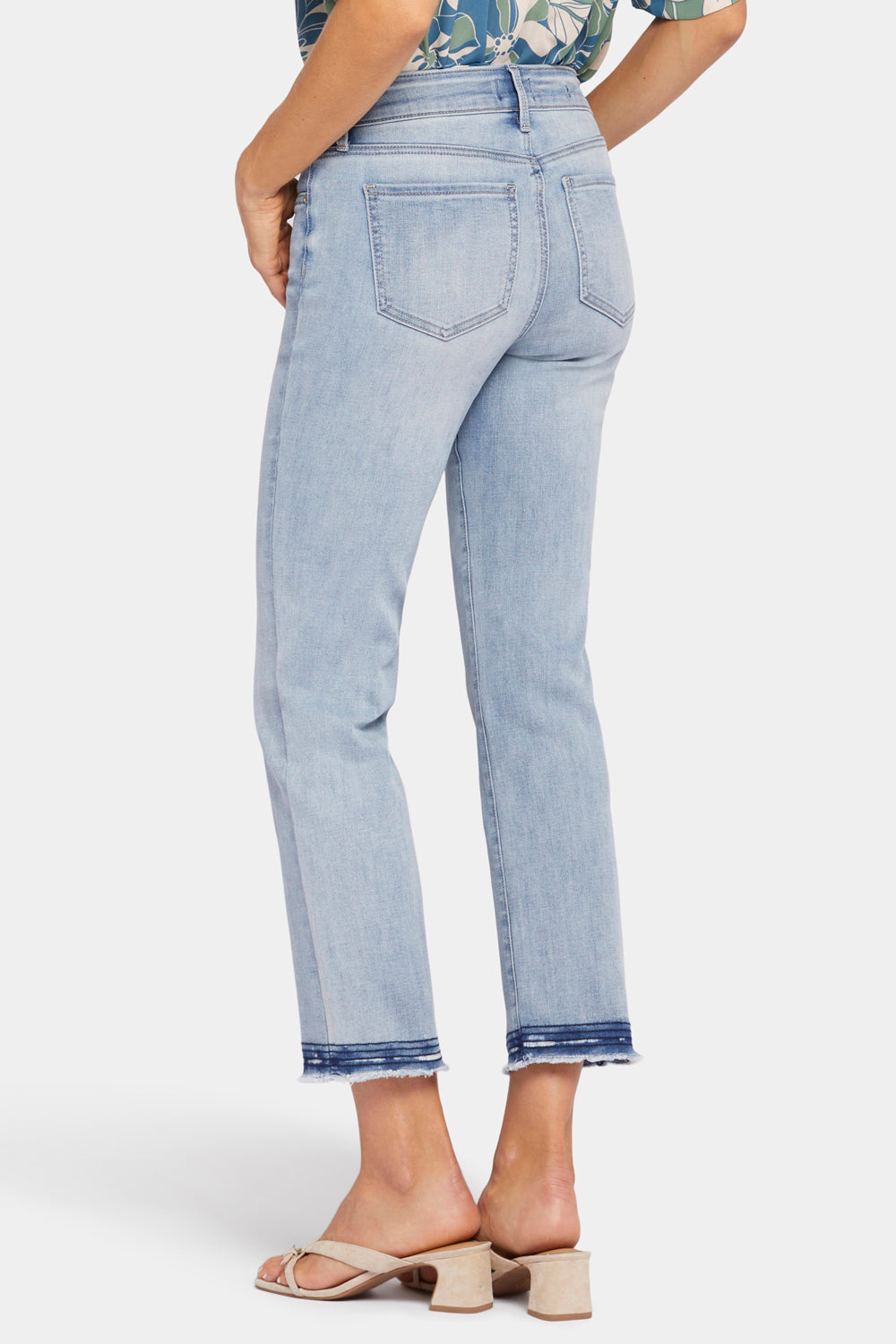 NYDJ Marilyn Straight Ankle Jeans With Multi-Row Stitching And Frayed Hems - New Wave
