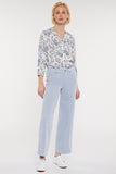 NYDJ Teresa Wide Leg Ankle Pants In Fine Wale Corduroy With Satin Stripes - Arctic Ice
