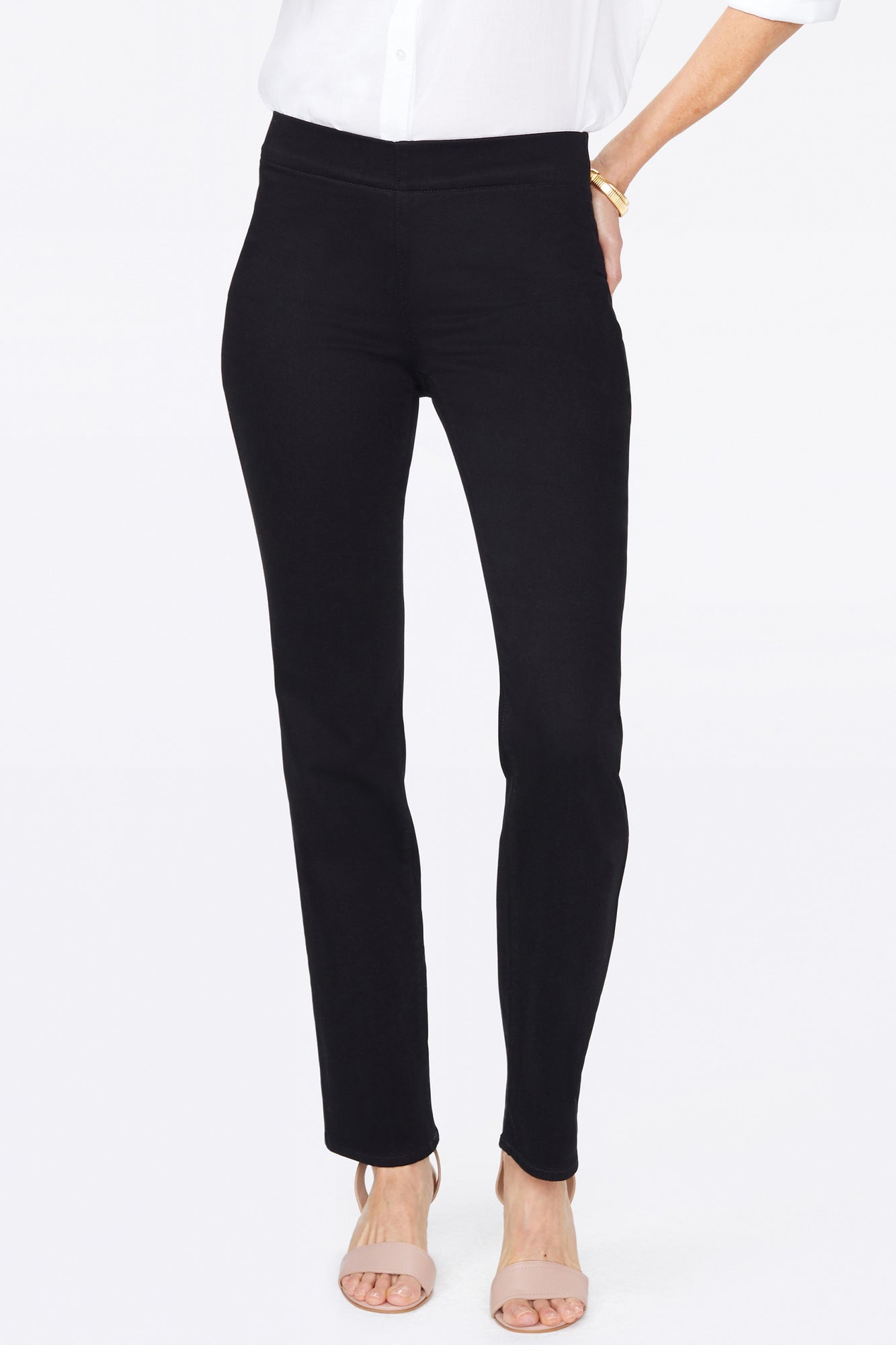 NYDJ Marilyn Straight Pull-On Jeans  - Black