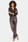 NYDJ Faux Leather Marilyn Straight Pants Sculpt-Her™ Collection - Cordovan