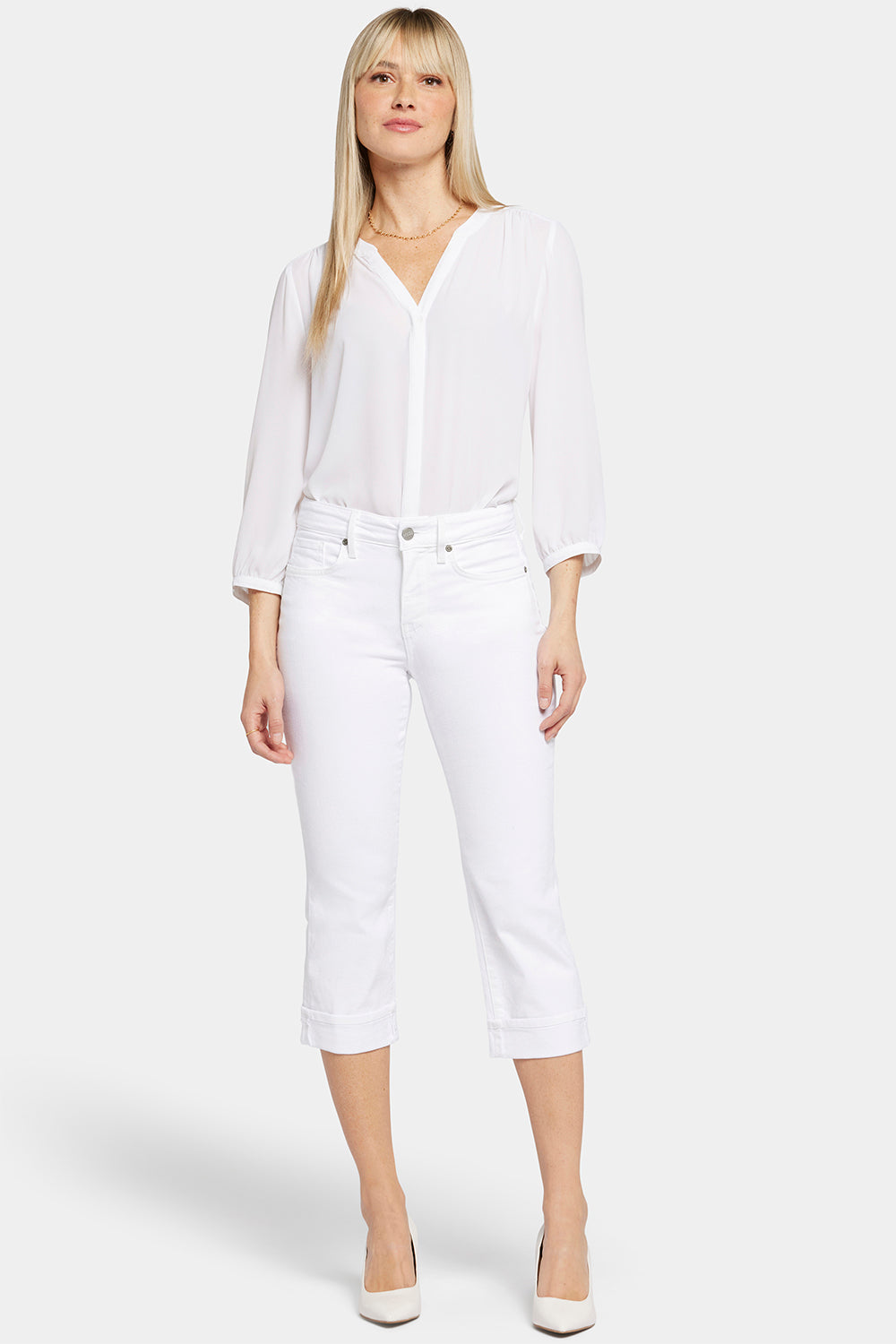 NYDJ Marilyn Straight Crop Jeans With Cuffs - Optic White